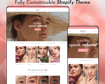 Mia Beauty Shopify Theme, Pink Eyelash Website Template