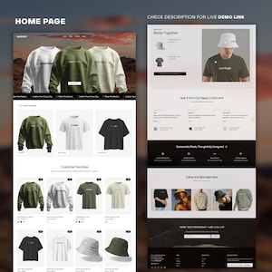 Puede incluir: Una p&aacute;gina de inicio de sitio web para una tienda de ropa en l&iacute;nea que presenta una variedad de prendas y accesorios. El sitio web presenta un esquema de color verde, negro y blanco e incluye una secci&oacute;n para los favoritos de los clientes. El sitio web tambi&eacute;n incluye una secci&oacute;n sobre sostenibilidad y una secci&oacute;n sobre las &uacute;ltimas tendencias.