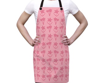 Tablier d'inspiration indienne rose sur rose imprimé bloc pour maman pour cadeau fête des mères pour tablier de cuisine