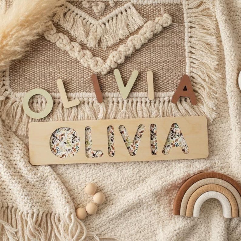 Name Puzzle | 1st Birthday Gift | Personalize Puzzle | Wooden Toys for Toddler Gift | Montessori Toys | Baby Gift | Baby Girl image 1