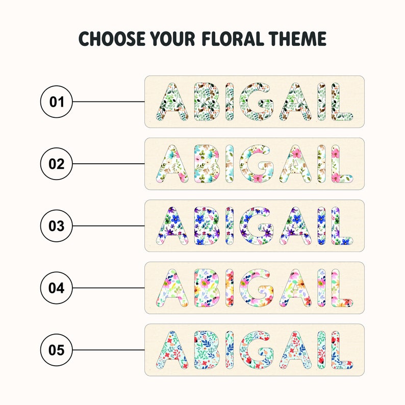 Name Puzzle, Patterned Flower Puzzle, Personalized Gift for Baby and