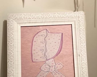Bitty Dot/Polkadot Bonnet afdrukbare kunst | 5x7 of 8x10 | Afdrukbare download | Grandmillenial kinderkamerkunstwerk | Kleine meisjeskamer afdrukken