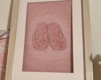 Tan/bruine Mary Janes afdrukbare kunst | 5x7 of 8x10 | Afdrukbare download | Grandmillenial kinderkamerkunstwerk | Kleine meisjeskamer afdrukken