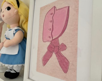 Roze motorkap afdrukbare kunst | 5x7 of 8x10 | Afdrukbare download | Grandmillenial kinderkamerkunstwerk | Kleine meisjes kamer afdrukken