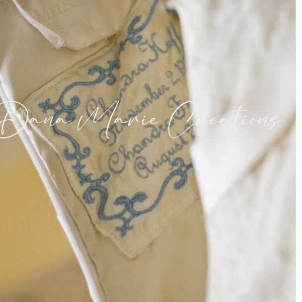 Personalized Wedding Dress Label Tag Wedding Gown Your Something Blue The Original Dress Label Embroidered  FREE SHIPPING!!!