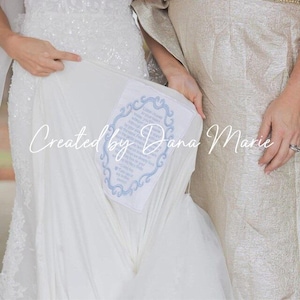 Something Blue Loved Ones Handwriting Created into an Embroidery Personalized Wedding Dress Label Tag Gown You're Something Blue Bride