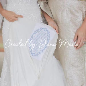 Something Blue Custom Wedding Label Embroidery Personalized Wedding Dress Label Tag Gown Your Something Blue Scroll Applique