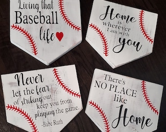 Baseball home plate sign, wooden sign
