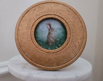 Oil Painting Rabbit ~ Framed