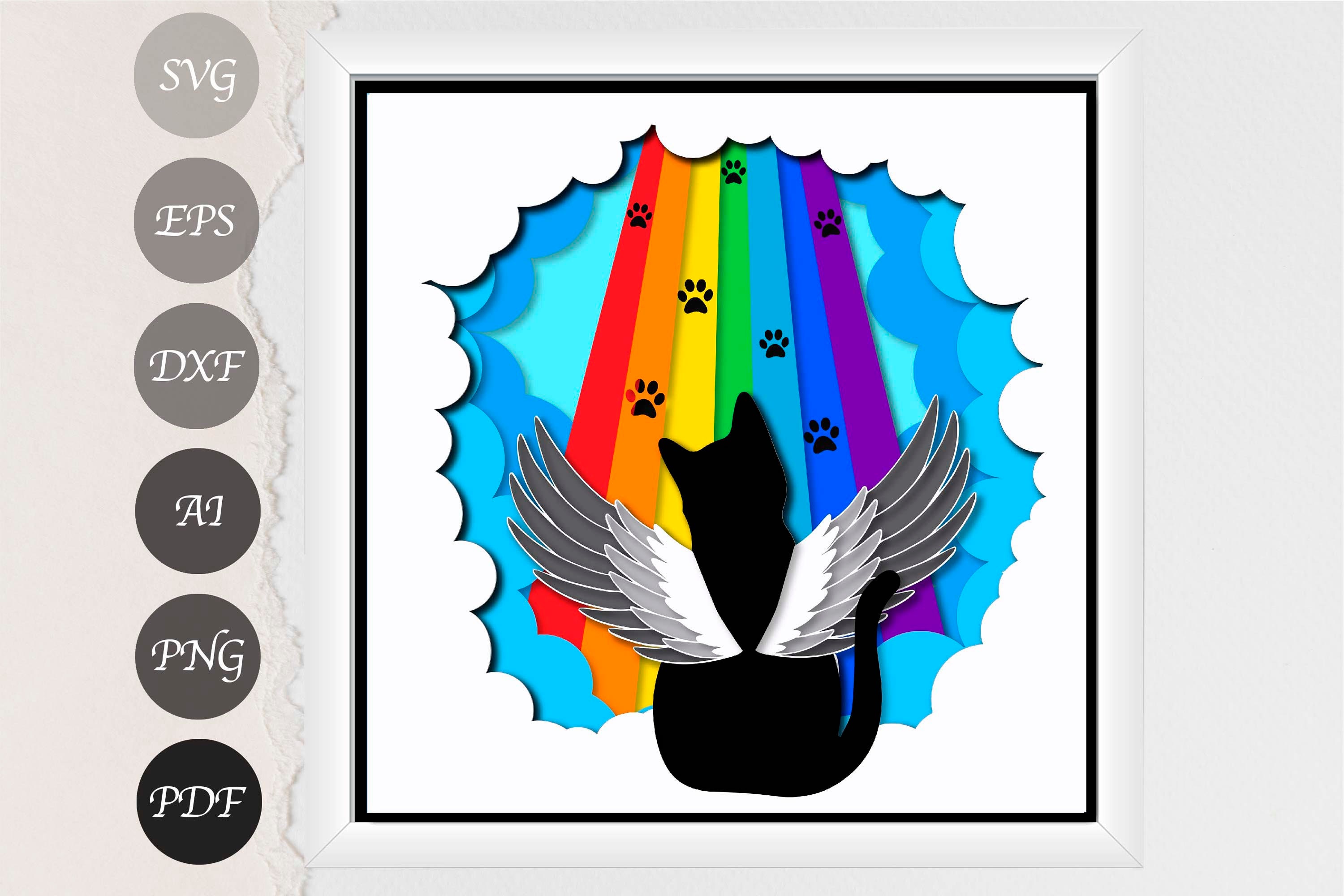 3D Cat Memorial Shadow Box SVG 3D Rainbow Bridge Light Box Etsy UK