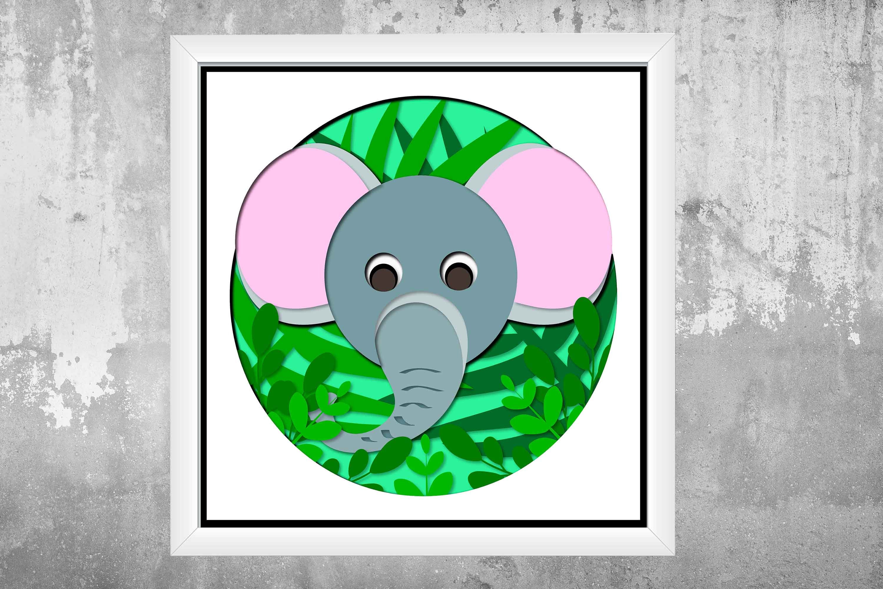 Elephant Shadow Box SVG 3D Baby Elephant Paper Cut Light Box - Etsy