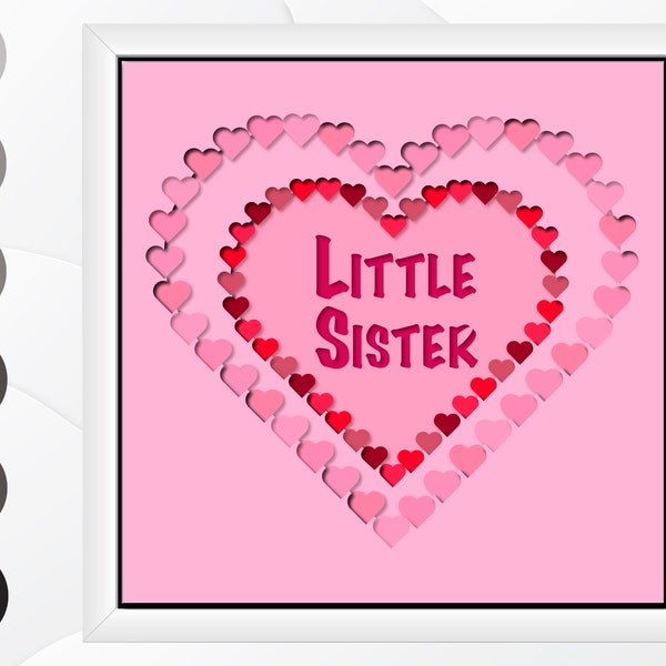 Little Sister Shadow Box SVG, Paper Cut Light Box, Light Box template, Digital Cutting for Cricut and Silhouette, DIY 3D Papercut