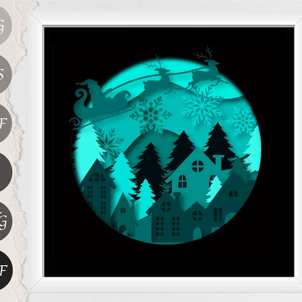 Christmas Shadow Box SVG, Christmas Paper Cut Light Box Template for Cricut and Silhouette