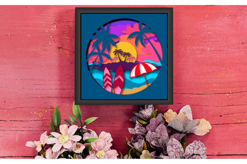 Beach Shadow Box SVG Ocean 3d Layered Beach Paper Light Box - Etsy Canada