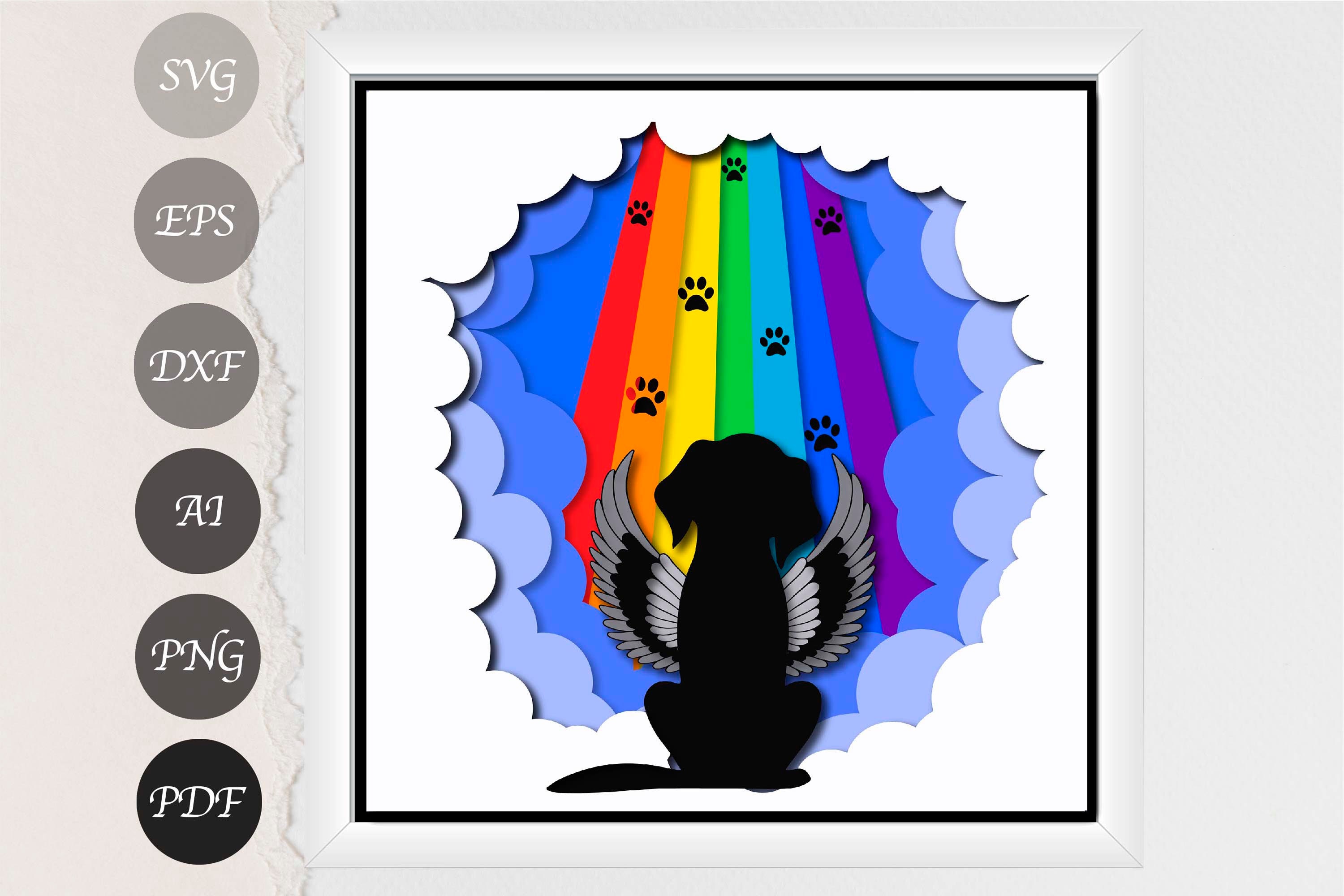 3D Pet Memorial Shadow Box SVG Dog Memorial 3D Rainbow Etsy UK
