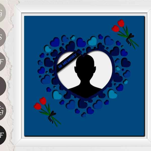 Customizable Memorial Shadow Box SVG, In Memory Light Box Paper Cut Template for Cricut and Silhouette