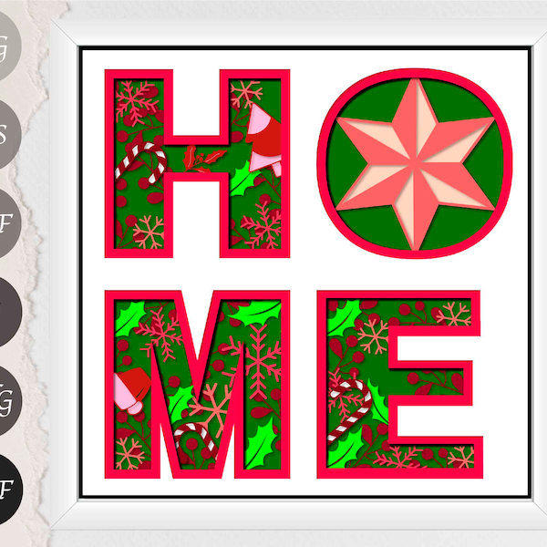 Home Christmas Shadow Box SVG, Christmas Vacation Light Box Paper Cut Template for Cricut and Silhouette Home Christmas Shadow Box SVG, Christmas Vacation Light Box Paper Cut Template for Cricut and Silhouette