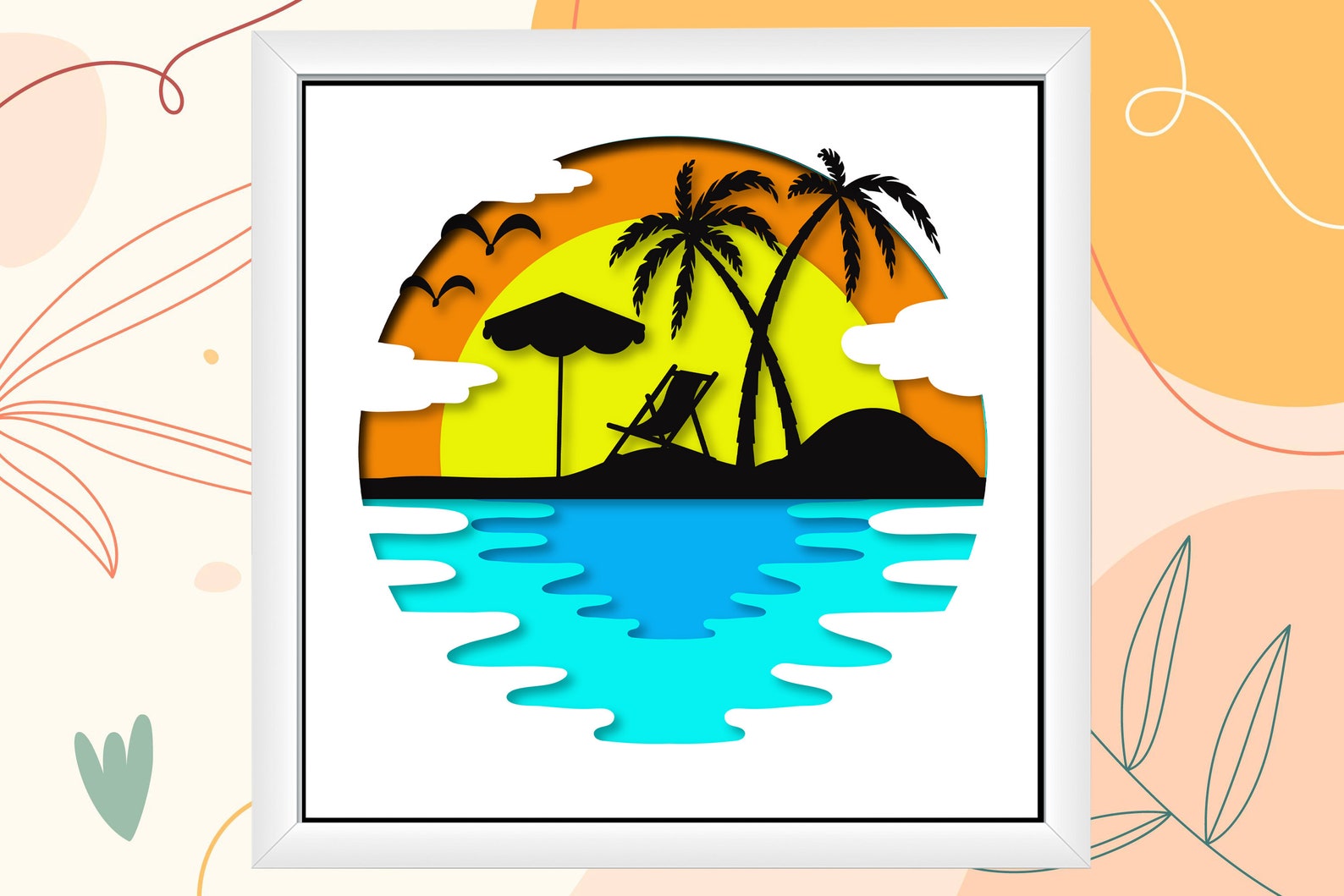 Buy Beach Shadow Box SVG Template 3D SVG Sea Life Beach Layered Online