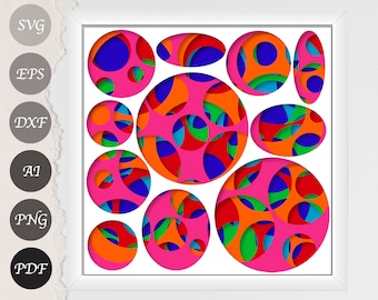 Abstraction Shadow Box SVG Template, LightBox SVG file, Layered Shadow Box SVG