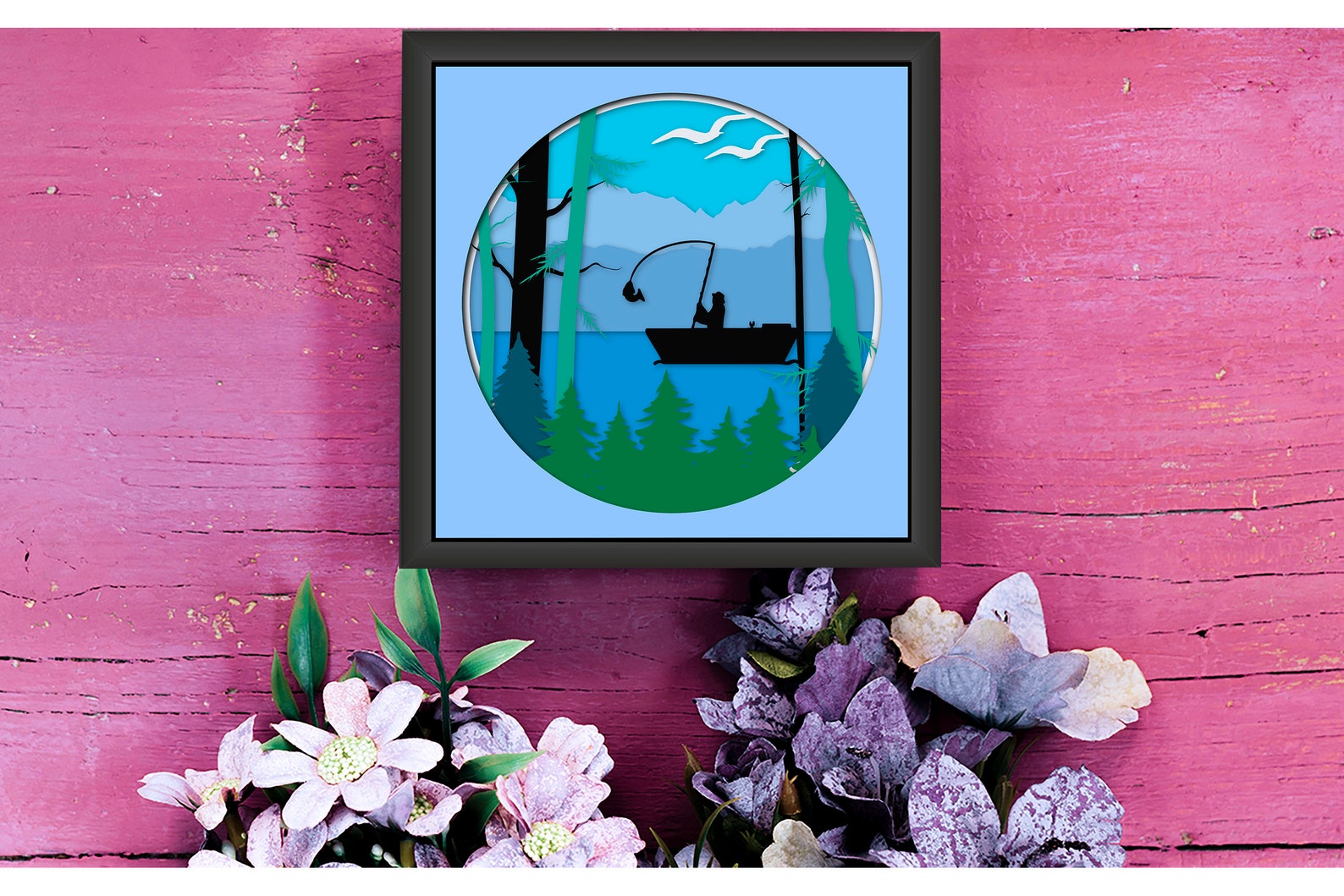 Fishing Shadow Box SVG for Cricut Fisherman Layered Paper - Etsy