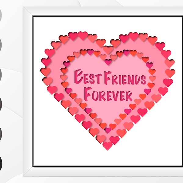 Best Friends Forever Shadow Box SVG, Friends Layered Files, 3D Light Box svg, 3D Shadowbox svg, Light Box Template, Lightbox svg