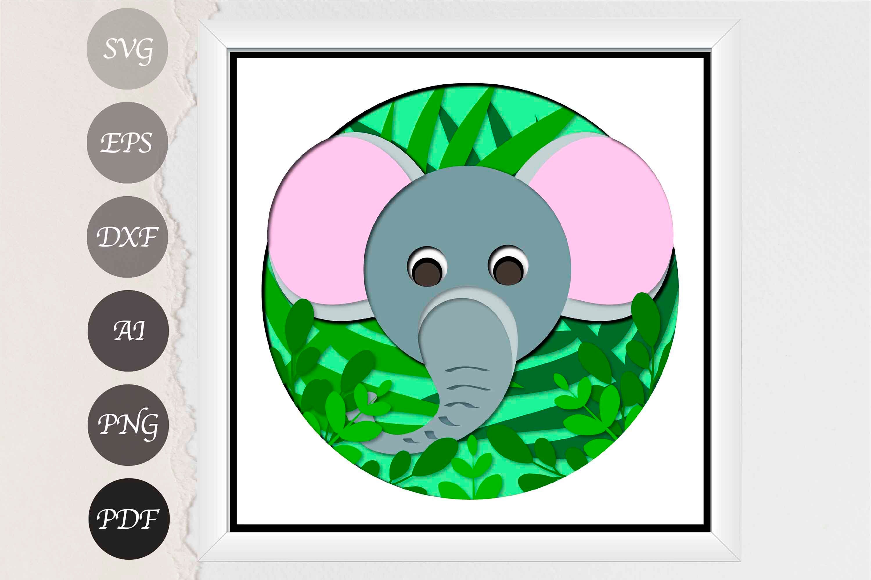 Elephant Shadow Box SVG 3D Baby Elephant Paper Cut Light Box Etsy