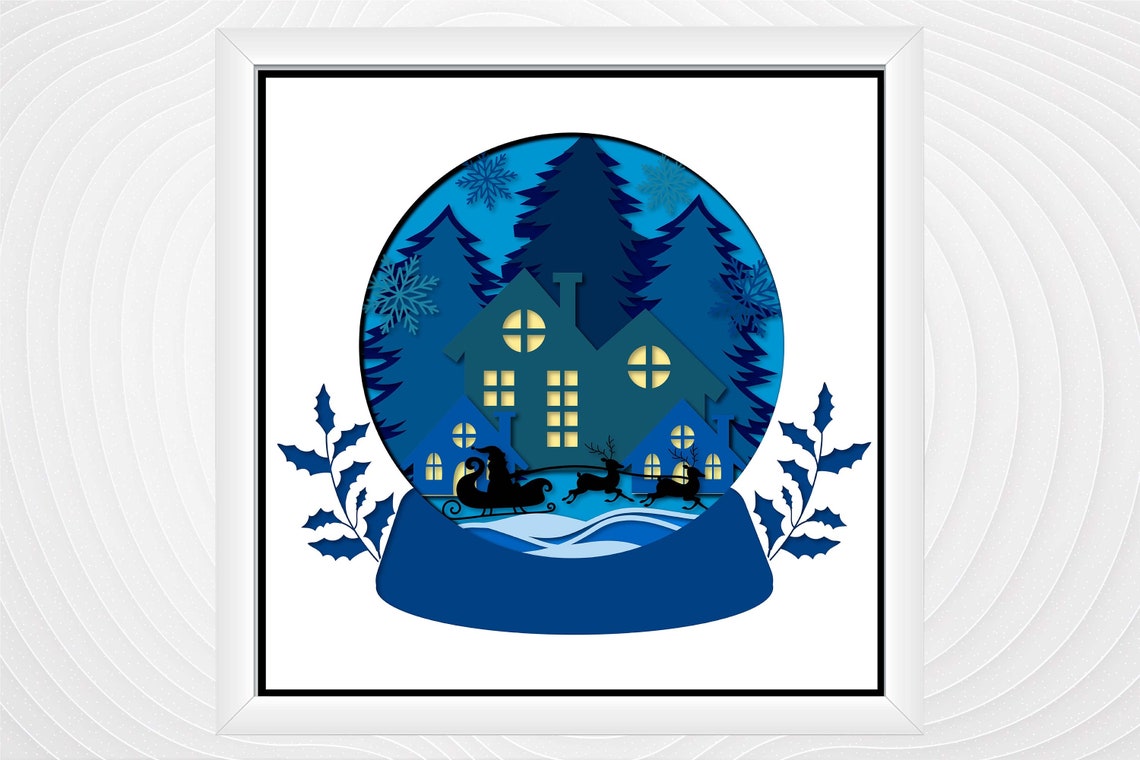 Merry Christmas Shadow Box SVG 3d Light Box Template Paper Etsy