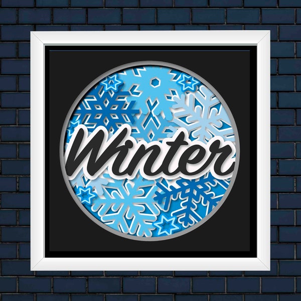 Winter Shadow Box SVG, 3D Snowflake Light Box Template Paper Cut for Cricut and Silhouette, 3D Winter Scene SVG Winter Shadow Box SVG, 3D Snowflake Light Box Template Paper Cut for Cricut and Silhouette, 3D Winter Scene SVG