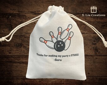 Bowling Birthday Party Bags, Bowling Theme Event, Thanks for Making My Party a Strike, Set of 10 Favor Bags