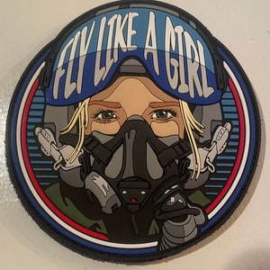 Fly Like A Girl PVC Patch (Light Skin, Blonde Hair, Green Eyes)
