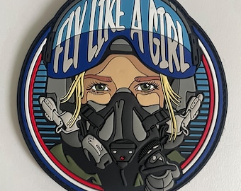 Fly Like A Girl PVC Patch (Light-Medium Skin, Blonde Hair, Green Eyes)