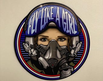 Fly Like A Girl Stickers (2 Pack) LIMITED ADDITION VERSION Light Skin, Brown Hair, Green Eyes