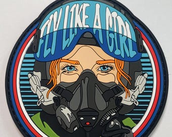 Fly Like A Girl PVC Patch (Light Skin, Red Hair, Blue Eyes)