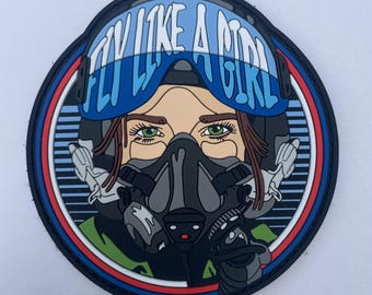 Fly Like A Girl PVC Patch (Light Skin, Brown Hair, Green Eyes)