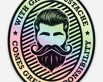 Mustache Beard holographic sticker