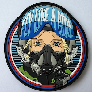 Fly Like A Girl PVC Patch (Light Skin, Blonde Hair, Blue Eyes)