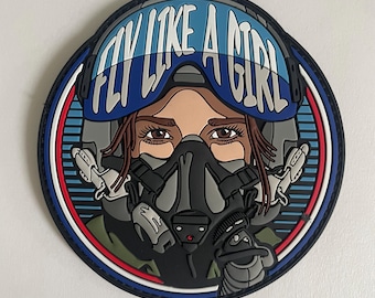 Fly Like A Girl PVC Patch (Medium Skin, Dark Brown Hair, Brown Eyes)