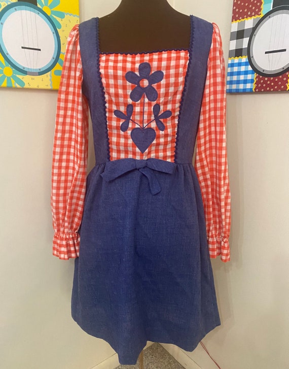 1970’s Gingham & Chambray Dress S
