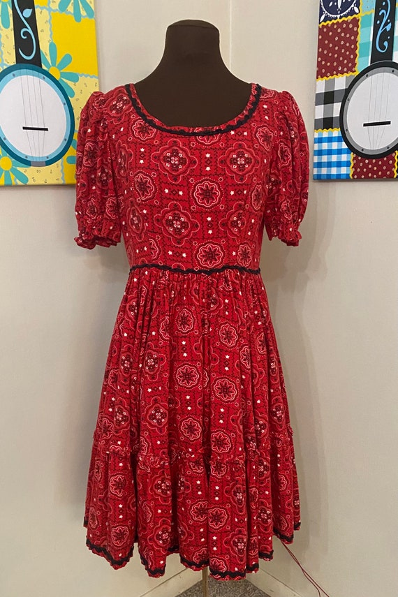 1970’s Red Bandana Print Square Dance Dress