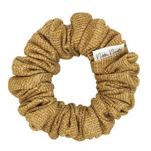 Classic Gold Scrunchie, Metallic Gold, Elastic Hair Tie, Hair Fashion, Handmade, Gift Item, Holiday Fashion, Hair Care, Ponytail holder