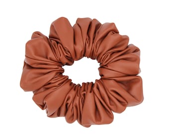 Large Vegan Leather Scrunchie, Sustainable Vegan Leather Hair Scrunchie