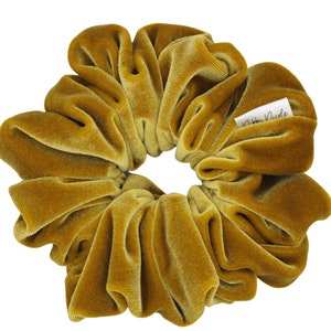 Large Velvet Scrunchie: Handmade Gold Hair Tie