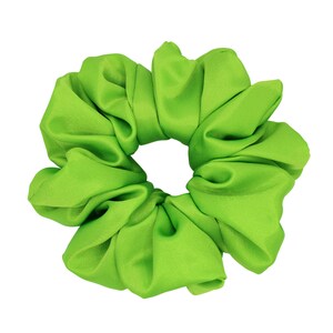 Handmade Jumbo Lime Green Satin Scrunchie
