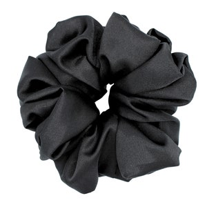 Jumbo Black Satin Scrunchie: Handmade Hair Tie