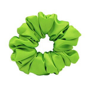 Handmade Lime Green Satin Scrunchie: Classic Hair Tie