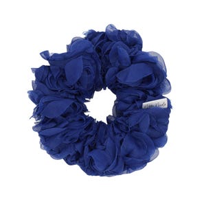 Handmade Royal Blue Flower Petal Scrunchie: Elegant Hair Tie