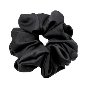 Large Black Satin Scrunchie: Handmade Hair Tie
