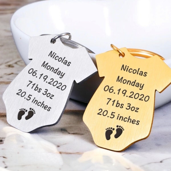 Celebrate Baby's Arrival with Personalized Engraved Keychain: Name, Weight, Height, Birthday Keepsake, Baby birth details, babyname keychain