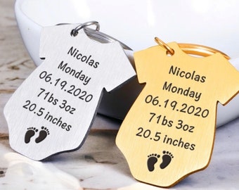Celebrate Baby's Arrival with Personalized Engraved Keychain: Name, Weight, Height, Birthday Keepsake, Baby birth details, babyname keychain