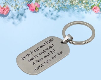 Personalisierte anpassen Inspirierende Schlüsselanhänger Edelstahl Dog Tag Name Schlüsselanhänger, Geschenk für Freund graviert